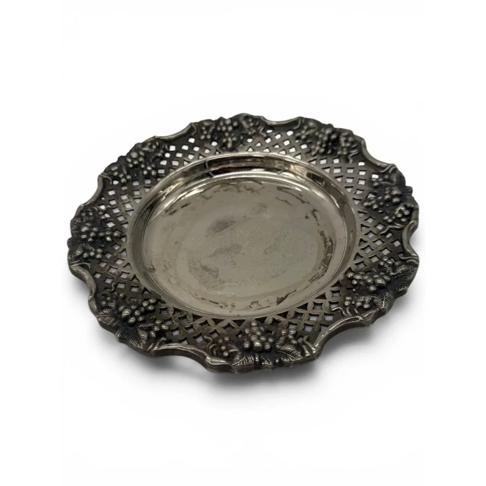 Vintage Godinger Silver Plated Grapevine Wine Bottle Coaster 7